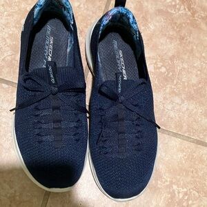 Blue Ladies slip on Skechers
